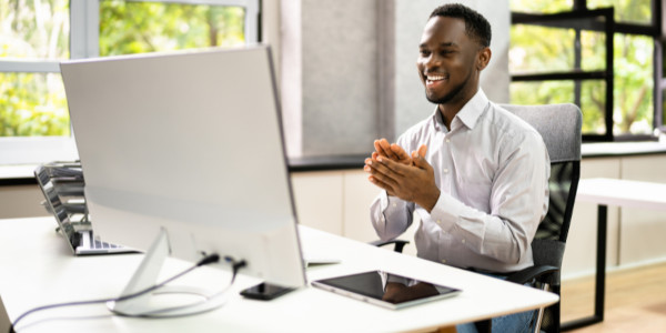 Excited business owner