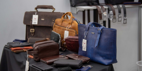 Fashion Week 2025 Leather goods on display